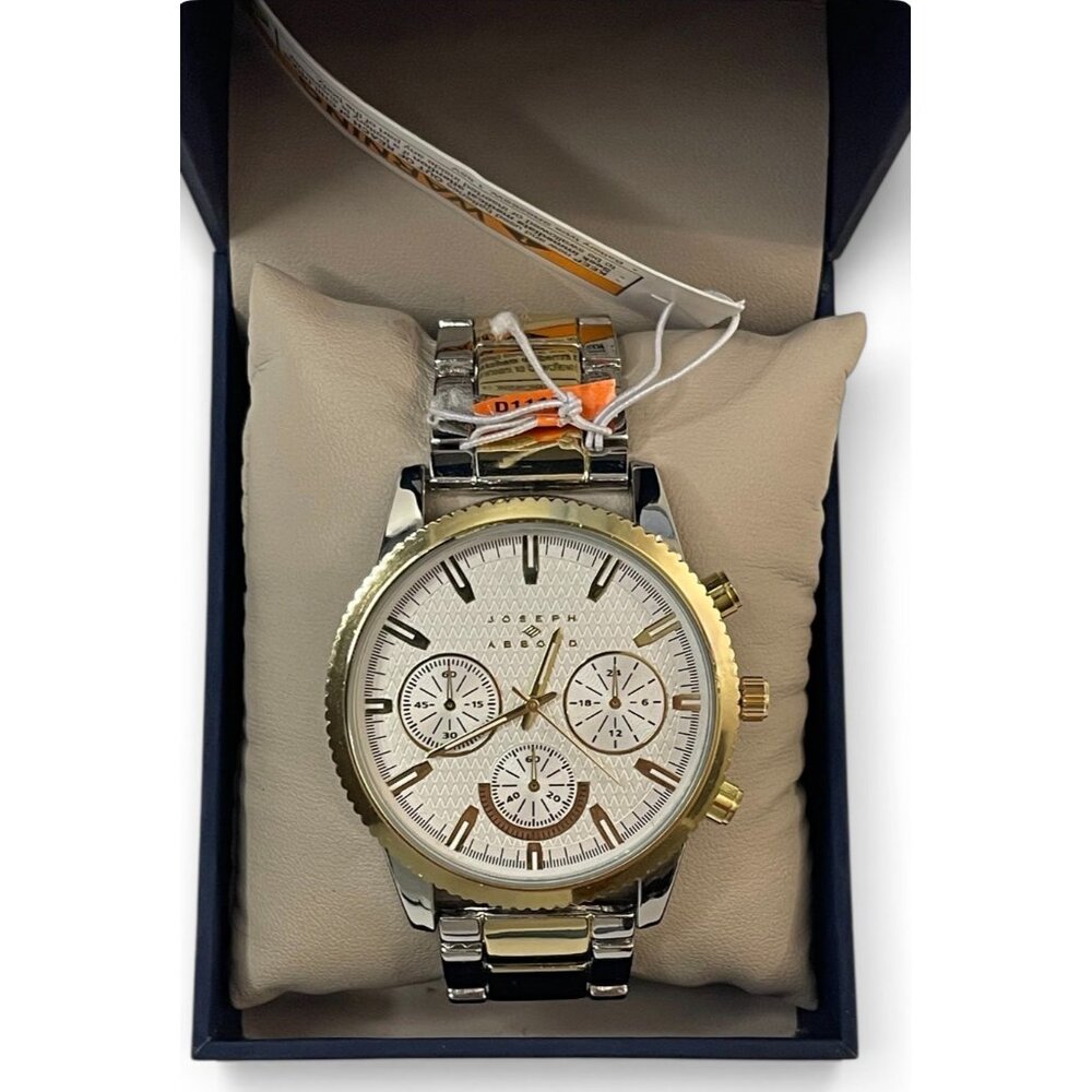 Joseph Abboud Silver/Gold-Tone White Dial Mens Watch In Original Box, New - Picture 2 of 14